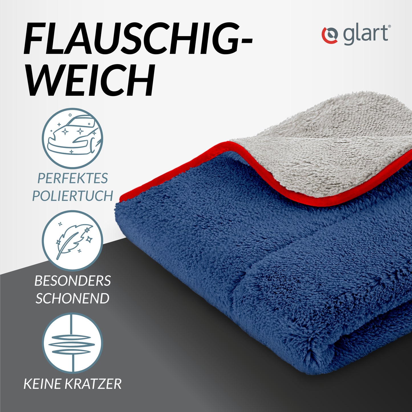 2er Set Auto-Poliertücher 40x40cm –  fusselfrei für Lackpflege 02